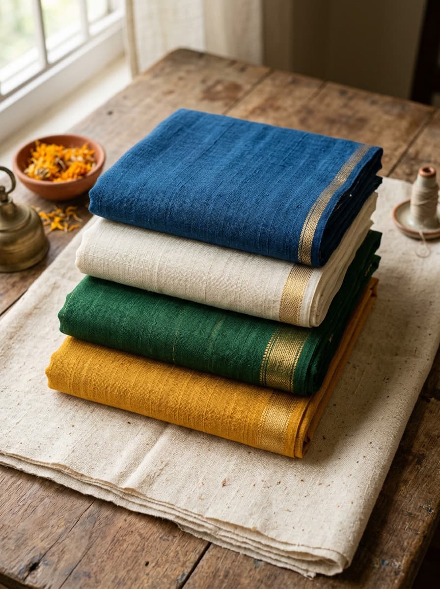 Folded handloom cotton dupattas